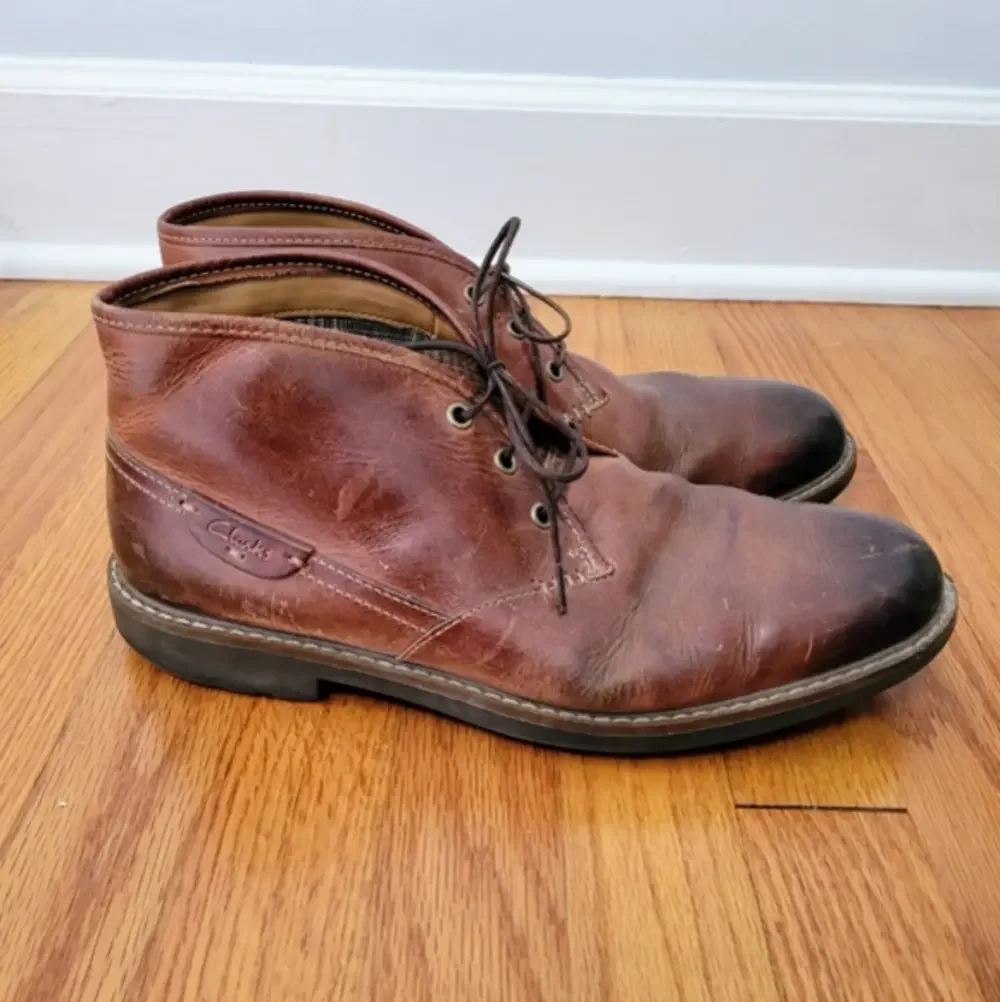 Clarks 1825 Collection Montacute Duke Leather Lace-up Brown Chukka Boot, Size 11